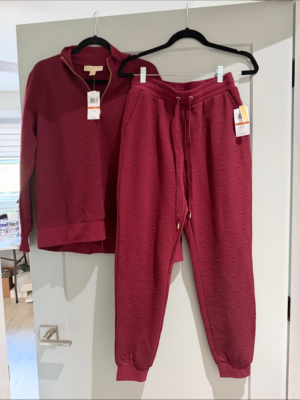 Michael Kors Wine Burgundy Logo-Embossed Set